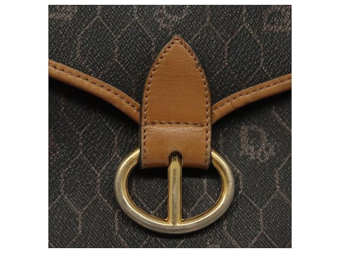 Borsa a spalla in tela a nido d'ape PVC nera e oro Christian Dior Auth 135069 Nero D'oro - vista 14