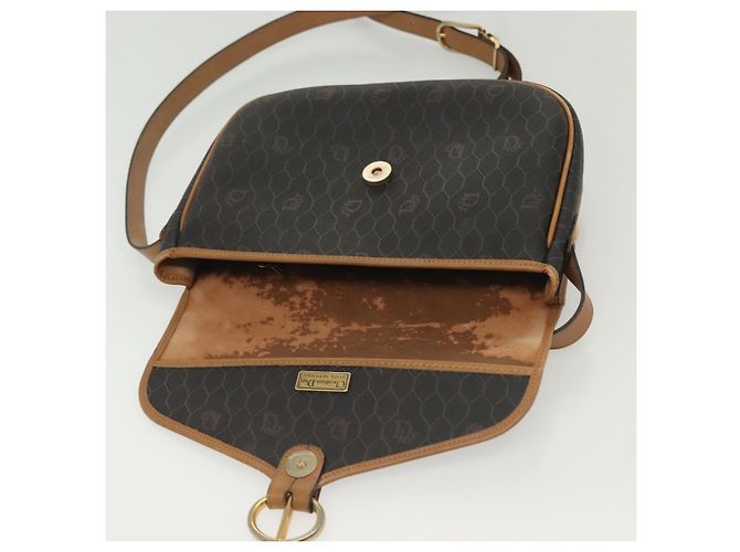 Borsa a spalla in tela a nido d'ape PVC nera e oro Christian Dior Auth 135069 Nero D'oro - vista 15