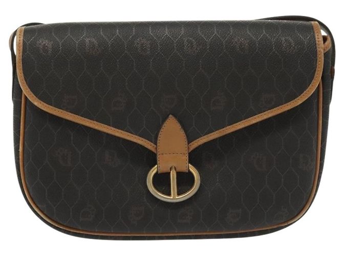 Borsa a spalla in tela a nido d'ape PVC nera e oro Christian Dior Auth 135069 Nero D'oro - vista 2