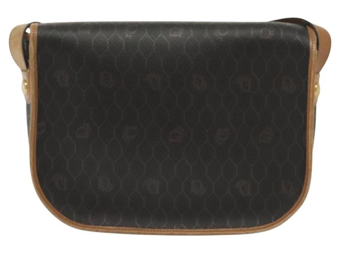 Borsa a spalla in tela a nido d'ape PVC nera e oro Christian Dior Auth 135069 Nero D'oro - vista 3
