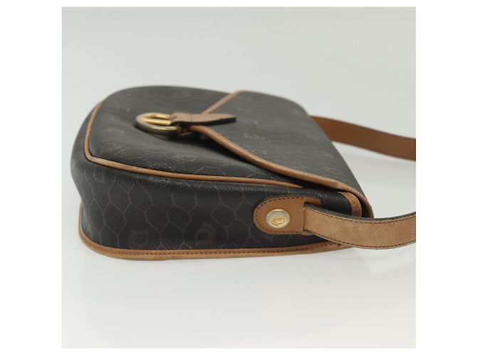 Borsa a spalla in tela a nido d'ape PVC nera e oro Christian Dior Auth 135069 Nero D'oro - vista 4