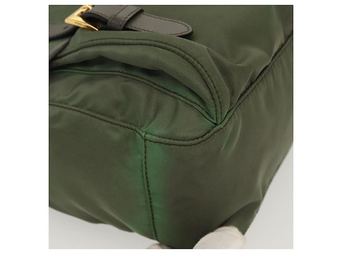Borsa a Spalla PRADA Nylon Kaki Oro Auth 138636 D'oro Cachi - vista 10