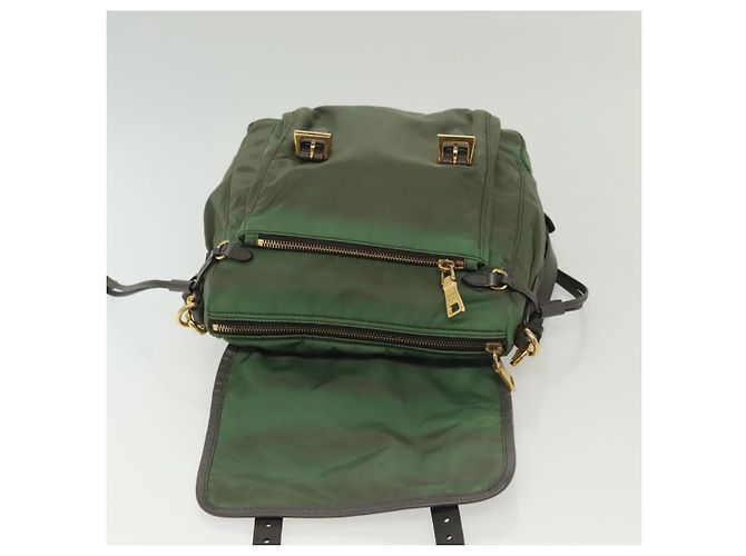 Borsa a Spalla PRADA Nylon Kaki Oro Auth 138636 D'oro Cachi - vista 20