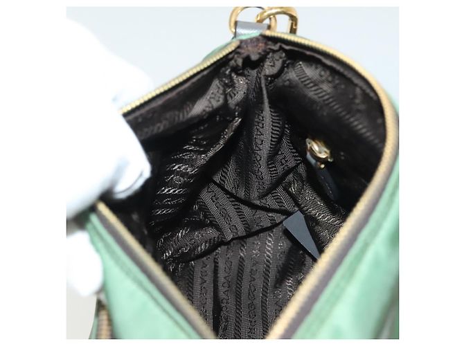 Borsa a Spalla PRADA Nylon Kaki Oro Auth 138636 D'oro Cachi - vista 24