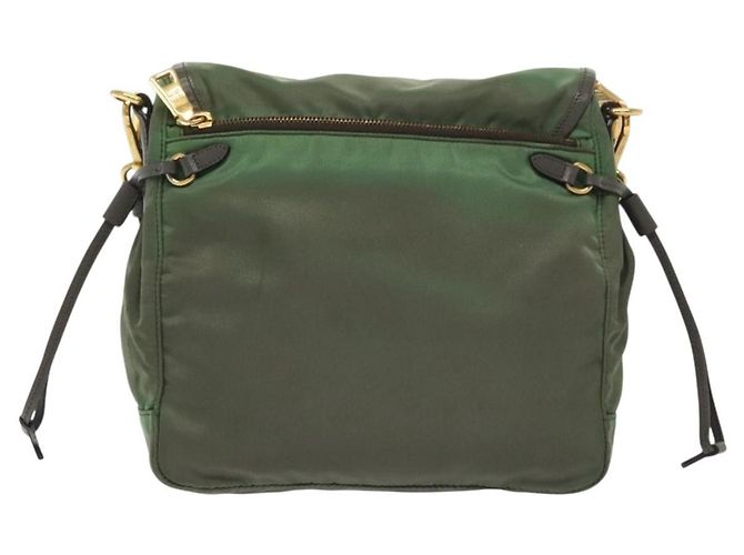 Borsa a Spalla PRADA Nylon Kaki Oro Auth 138636 D'oro Cachi - vista 3