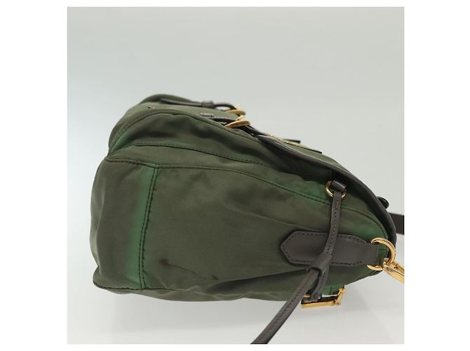 Borsa a Spalla PRADA Nylon Kaki Oro Auth 138636 D'oro Cachi - vista 4