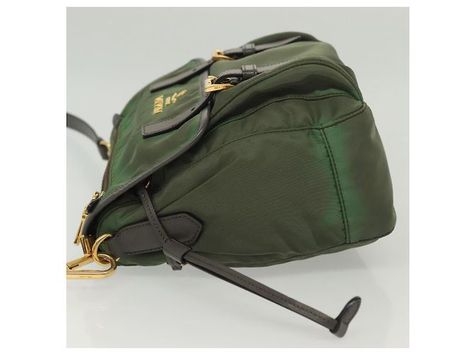 Borsa a Spalla PRADA Nylon Kaki Oro Auth 138636 D'oro Cachi - vista 5