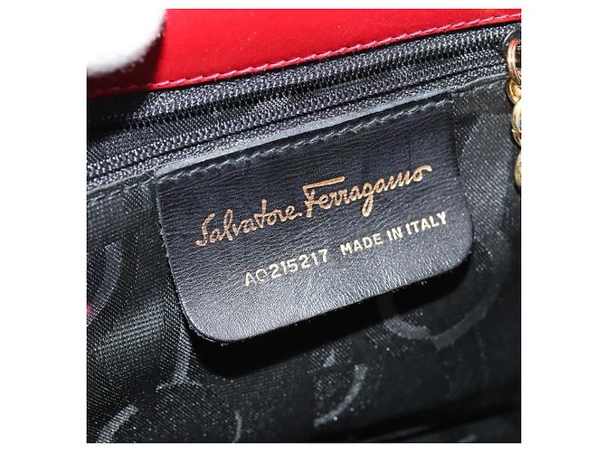 Zaino Vala in pelle rossa e oro Auth 138862 di Salvatore Ferragamo - vista 16