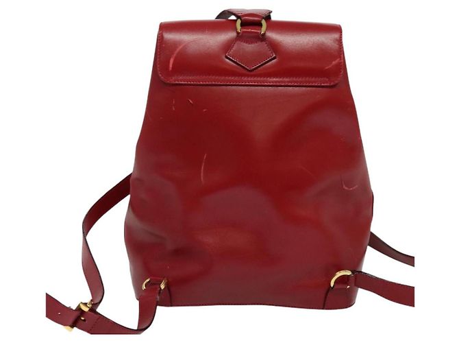 Zaino Vala in pelle rossa e oro Auth 138862 di Salvatore Ferragamo - vista 3