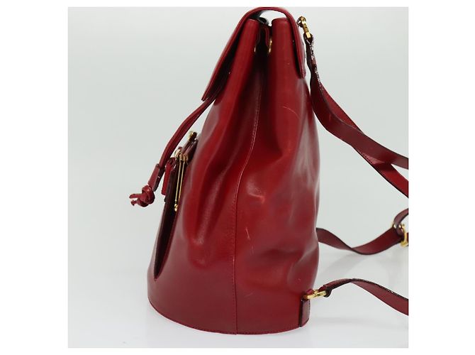 Zaino Vala in pelle rossa e oro Auth 138862 di Salvatore Ferragamo - vista 4