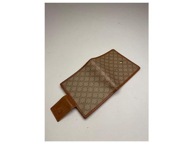 Triomphe Céline Vintage Celine Paris Monogram Leather wallet beige brown - view 11