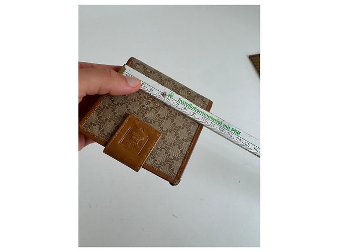 Triomphe Céline Vintage Celine Paris Monogram Leather wallet beige brown - view 13