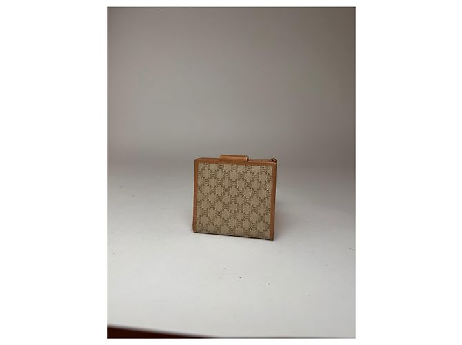 Triomphe Céline Vintage Celine Paris Monogram Leather wallet beige brown - view 15