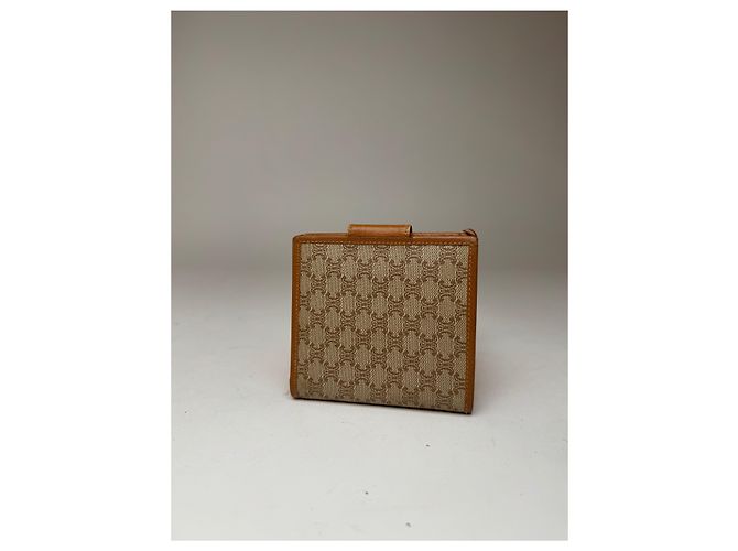 Triomphe Céline Vintage Celine Paris Monogram Leather wallet beige brown - view 2
