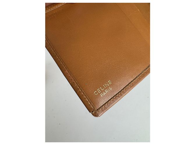 Triomphe Céline Vintage Celine Paris Monogram Leather wallet beige brown - view 5