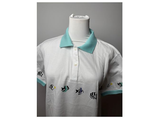 Polo Vintage Dior Pesce Bianco Turchese L - vista 14