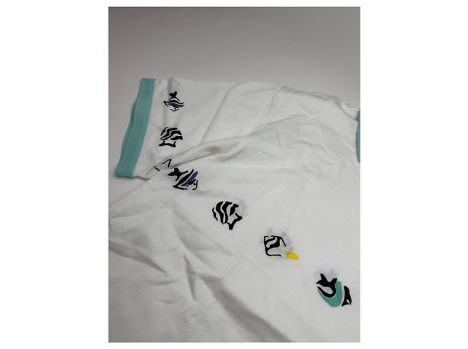 Polo Vintage Dior Pesce Bianco Turchese L - vista 5