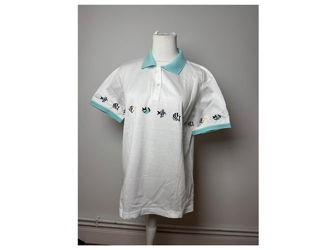 Polo Vintage Dior Pesce Bianco Turchese L - vista 7