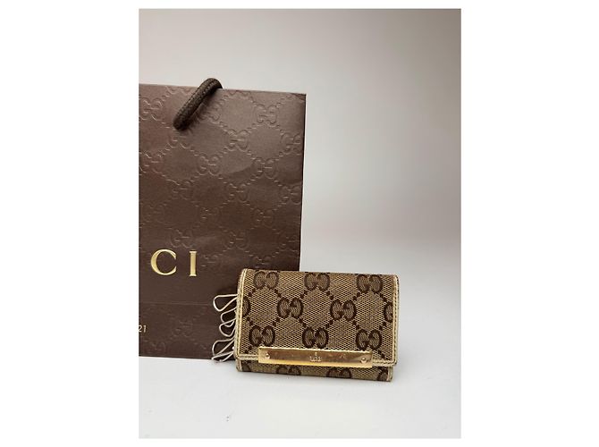 Vintage Gucci Monogram Schlüsselanhänger beige weiß - Ansicht 12