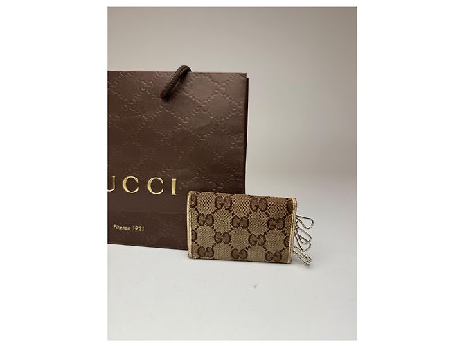 Vintage Gucci Monogram Schlüsselanhänger beige weiß - Ansicht 13