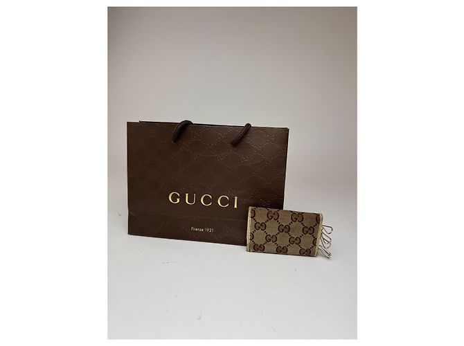 Vintage Gucci Monogram Schlüsselanhänger beige weiß - Ansicht 2