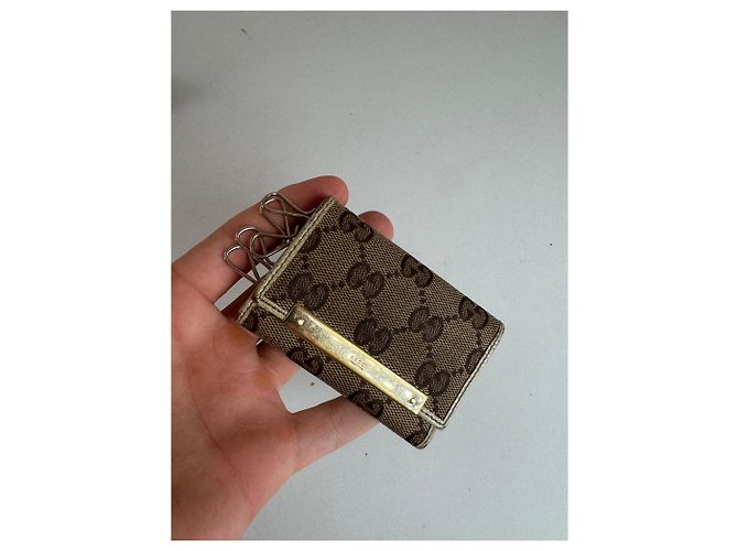 Vintage Gucci Monogram Schlüsselanhänger beige weiß - Ansicht 3