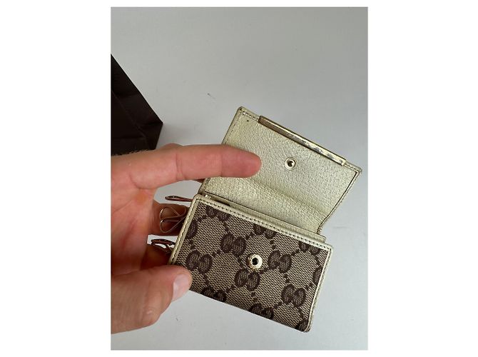 Vintage Gucci Monogram Schlüsselanhänger beige weiß - Ansicht 4