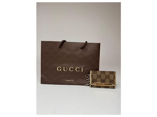 Vintage Gucci Monogram Schlüsselanhänger beige weiß - Ansicht 5
