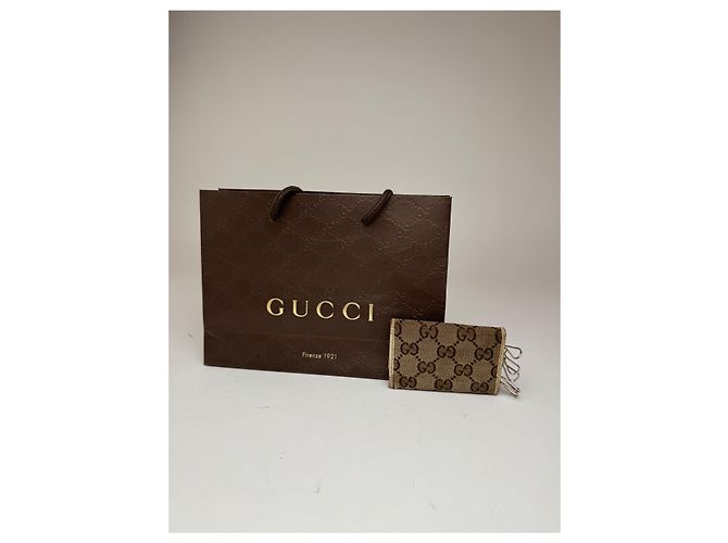 Vintage Gucci Monogram Schlüsselanhänger beige weiß - Ansicht 6