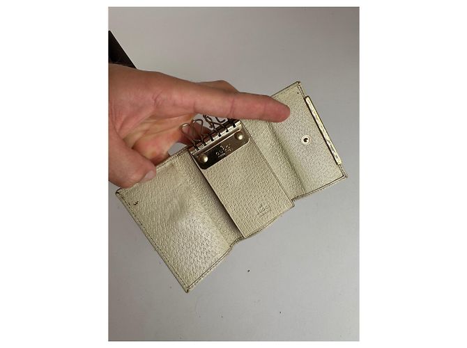 Vintage Gucci Monogram Schlüsselanhänger beige weiß - Ansicht 7