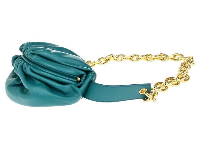 Bottega Veneta The Chain Leather Teen Verde - vista 3