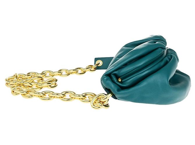 Bottega Veneta The Chain Leather Teen Verde - vista 4