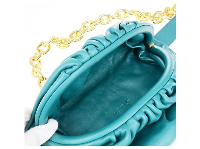 Bottega Veneta The Chain Leather Teen Verde - vista 5