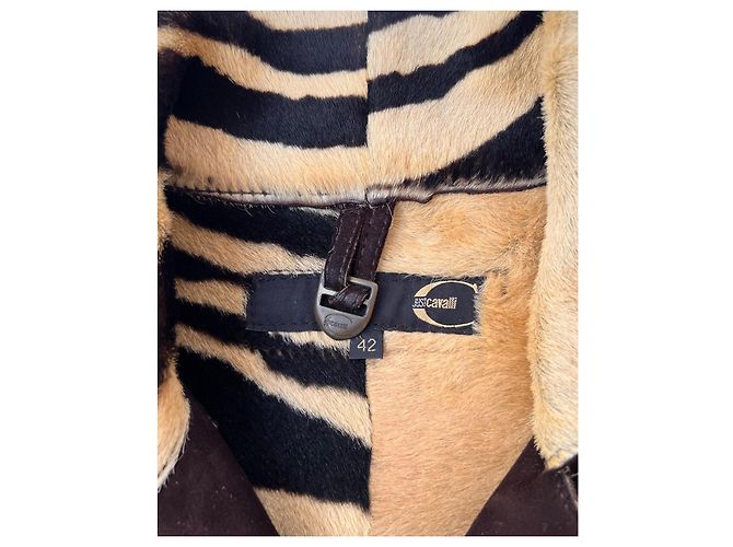 Just Cavalli Lederjacke mit Tierdruck Braun Zebra-druck - Ansicht 5