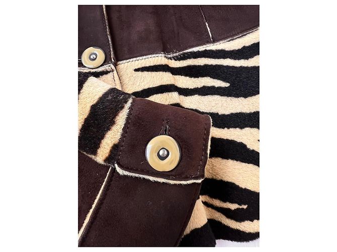 Just Cavalli Lederjacke mit Tierdruck Braun Zebra-druck - Ansicht 6