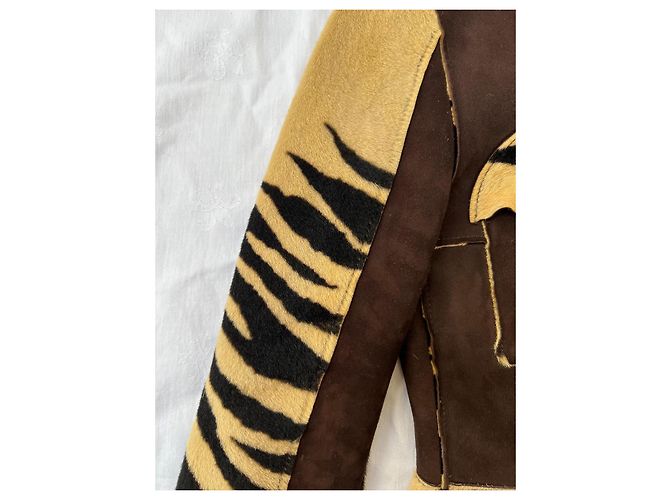 Just Cavalli Lederjacke mit Tierdruck Braun Zebra-druck - Ansicht 7