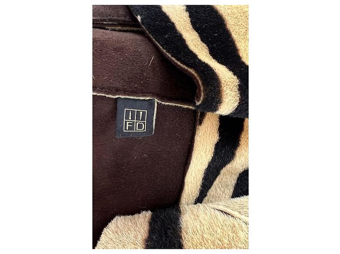 Just Cavalli Lederjacke mit Tierdruck Braun Zebra-druck - Ansicht 8