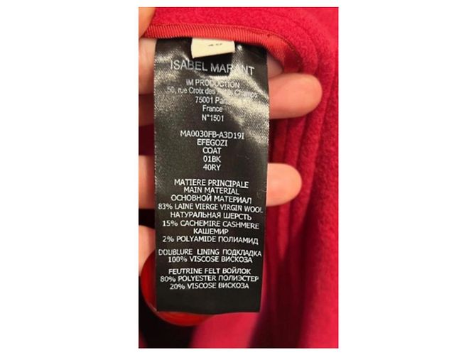 Isabel Marant Abrigo de Lana y Cachemira Efegozi Roja - vista 8