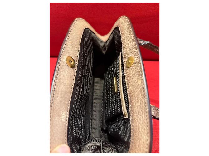 Borsa Prada Wild Boar Antik Pelle Beige Ombré Marrone - vista 11