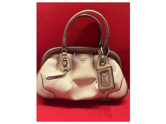 Borsa Prada Wild Boar Antik Pelle Beige Ombré Marrone - vista 2