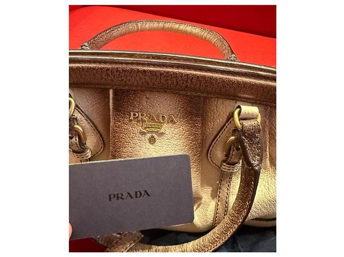 Borsa Prada Wild Boar Antik Pelle Beige Ombré Marrone - vista 4