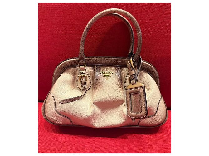 Borsa Prada Wild Boar Antik Pelle Beige Ombré Marrone - vista 5