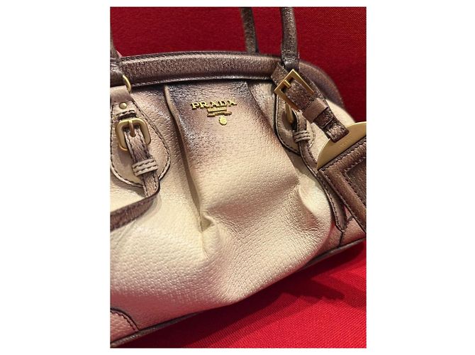 Borsa Prada Wild Boar Antik Pelle Beige Ombré Marrone - vista 6
