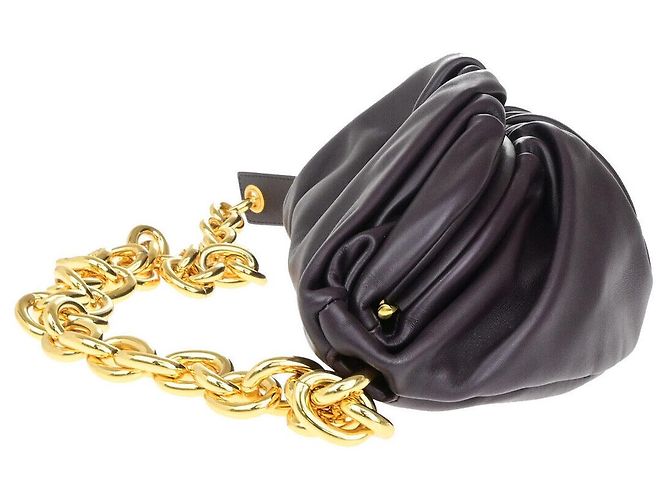 Bottega Veneta The Chain Leather Teen Bordò - vista 4