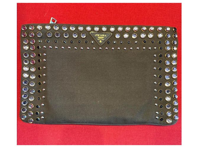 Prada Pochette con zip impreziosita da cristalli Cachi - vista 3