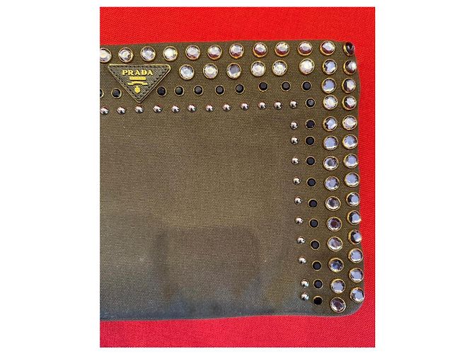 Prada Pochette con zip impreziosita da cristalli Cachi - vista 4