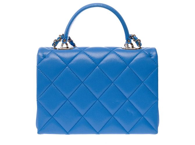 Borsa CHANEL Timeless Classica con Manico Superiore in Pelle Blu - 102848 - vista 4