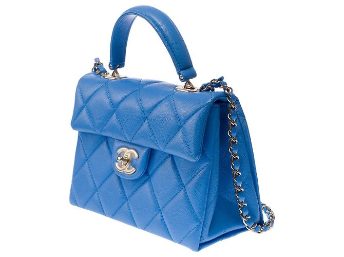 Borsa CHANEL Timeless Classica con Manico Superiore in Pelle Blu - 102848 - vista 5