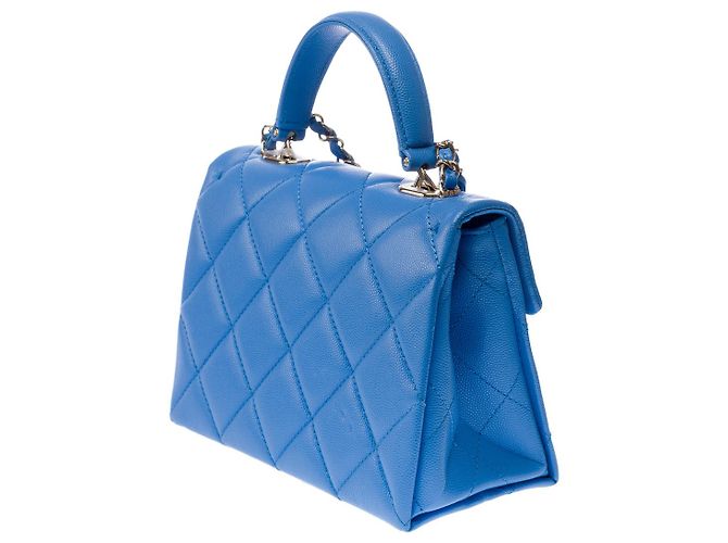 Borsa CHANEL Timeless Classica con Manico Superiore in Pelle Blu - 102848 - vista 6