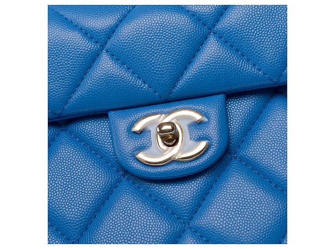 Borsa CHANEL Timeless Classica con Manico Superiore in Pelle Blu - 102848 - vista 7
